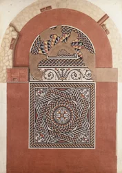 Pavimento de mosaico romano encontrado en Bucklersbury, 1869